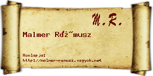 Malmer Rémusz névjegykártya